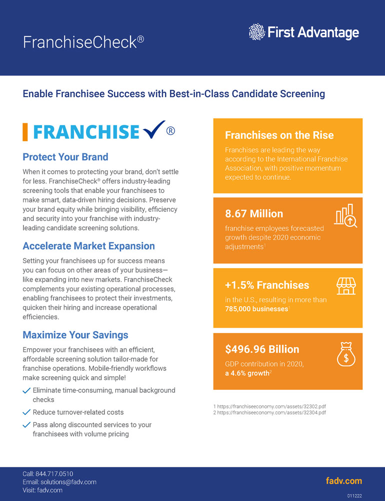 FranchiseCheck® Data Sheet | First Advantage