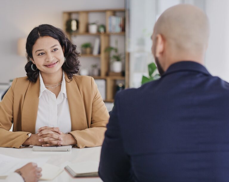 Business woman & man in meeting