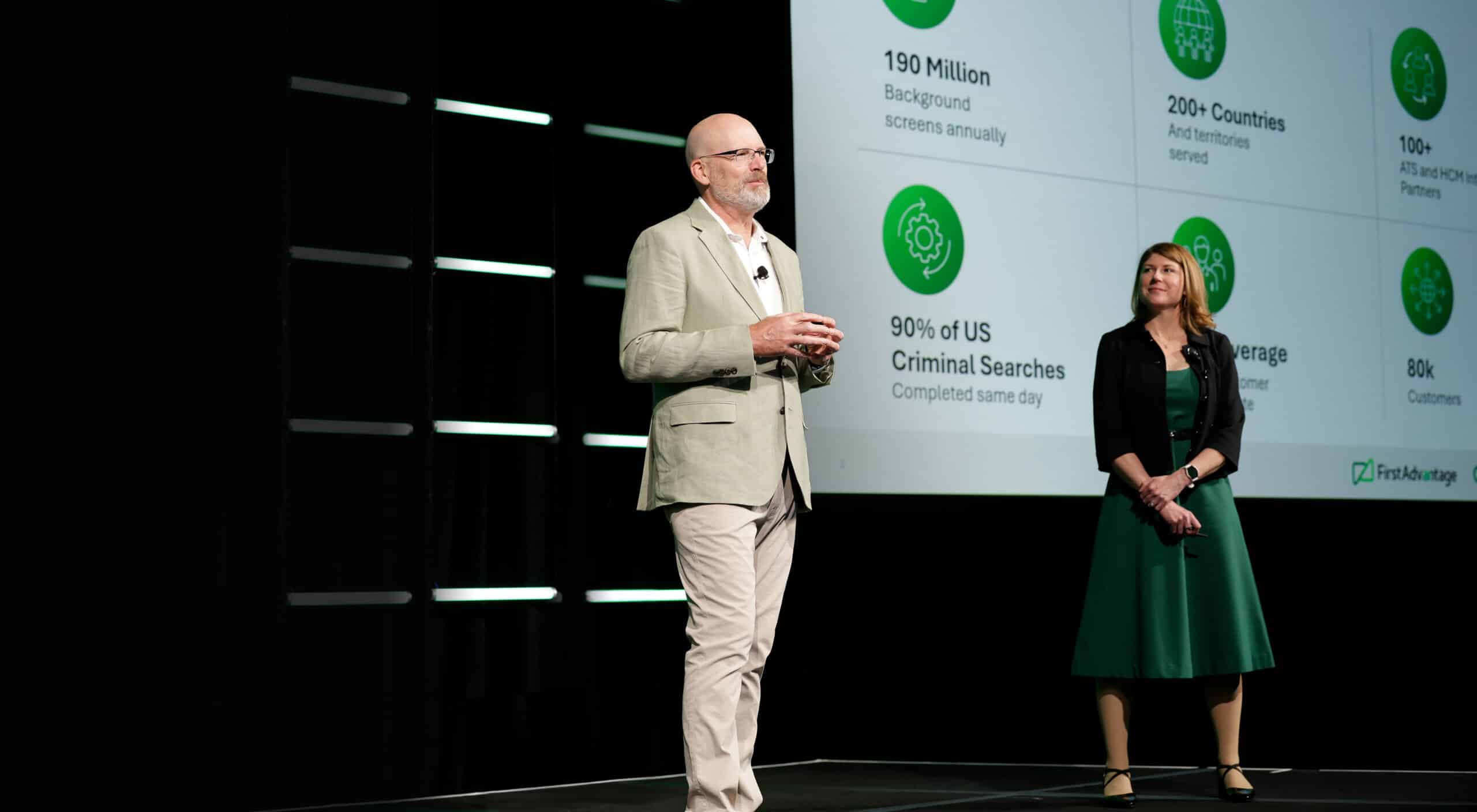 On stage: CEO Scott Staples and President Joelle Smith.