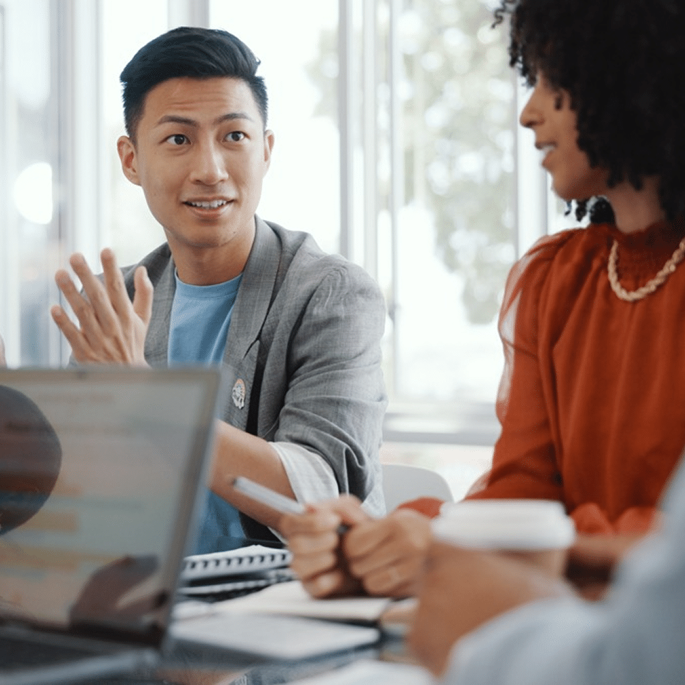 People meeting in a modern workspace