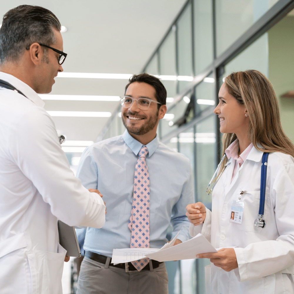 Healthcare team discussing documents