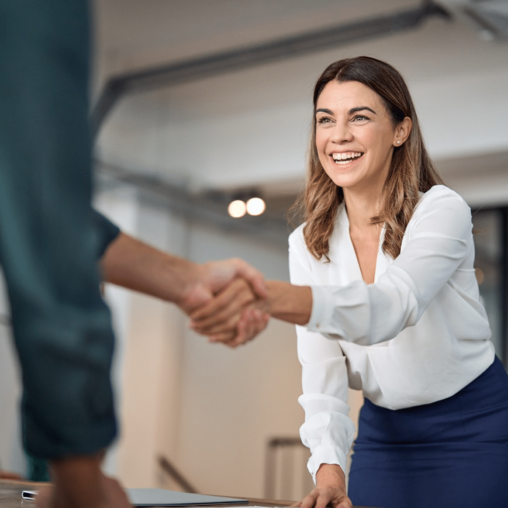 Handshake during a business meeting.