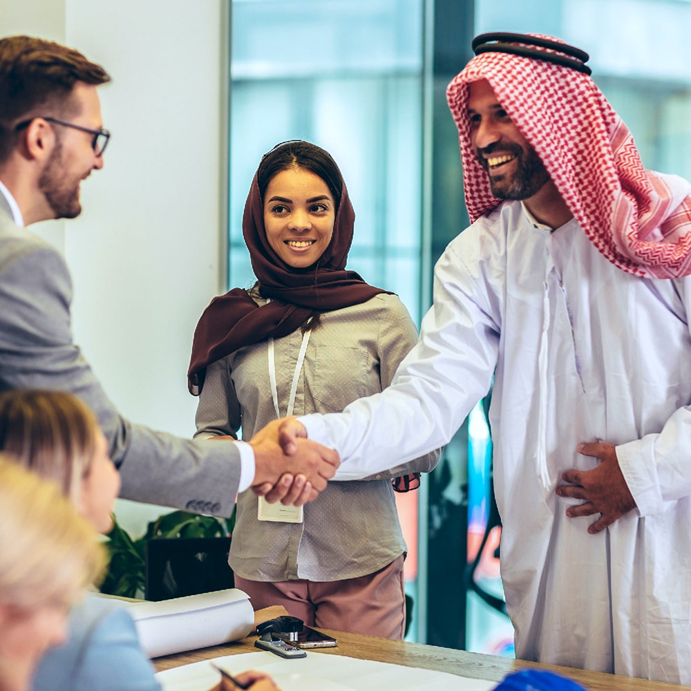 Business handshake during a meeting