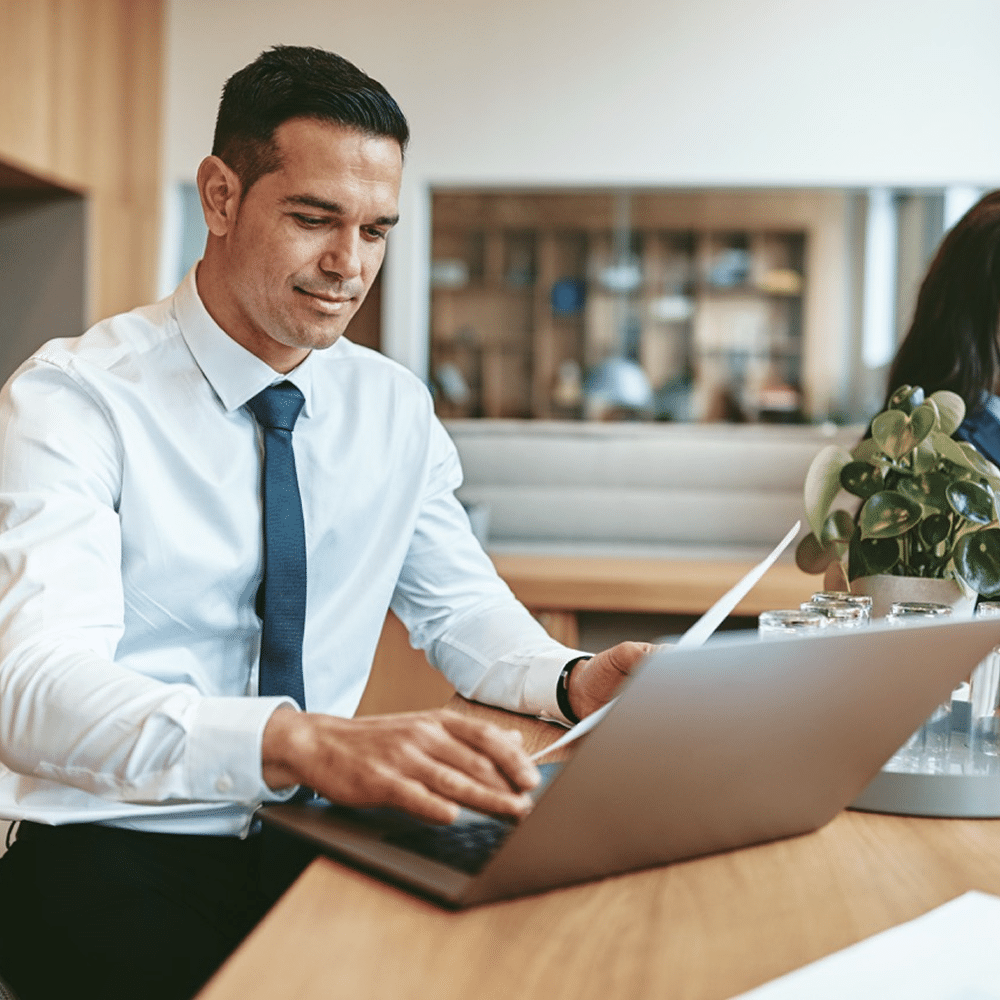 Professional working on a laptop