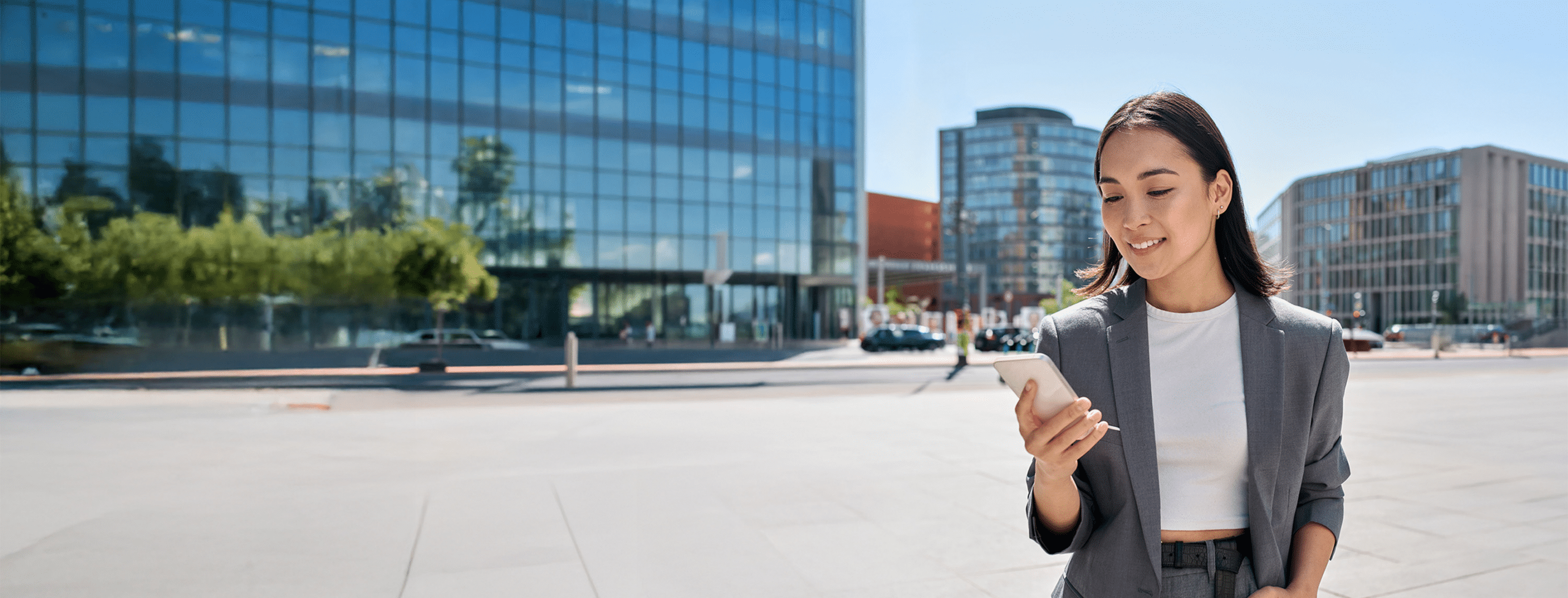 Employee checking updates on phone