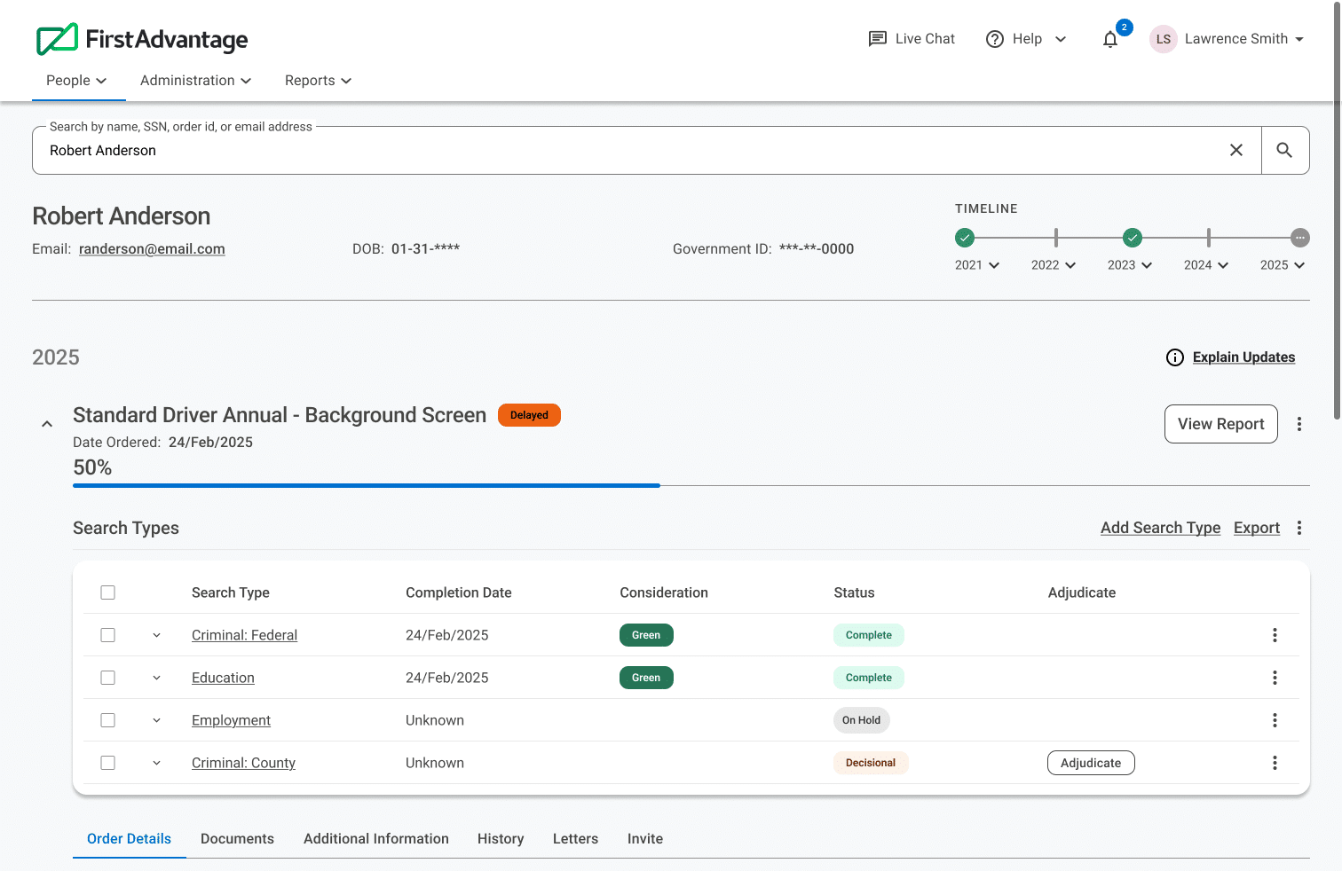 Enterprise Advantage person record order page