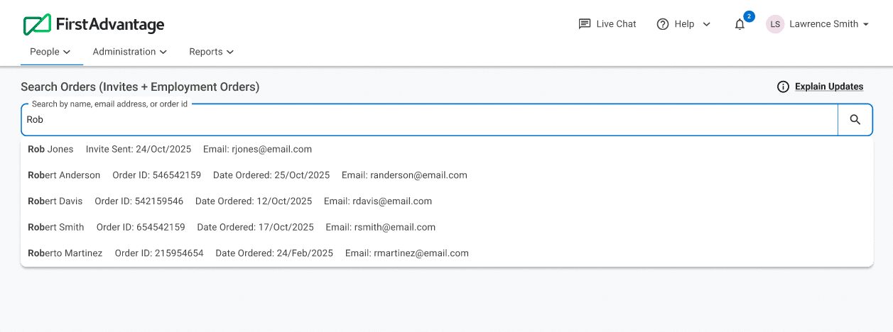 Person record opened from Smart Search