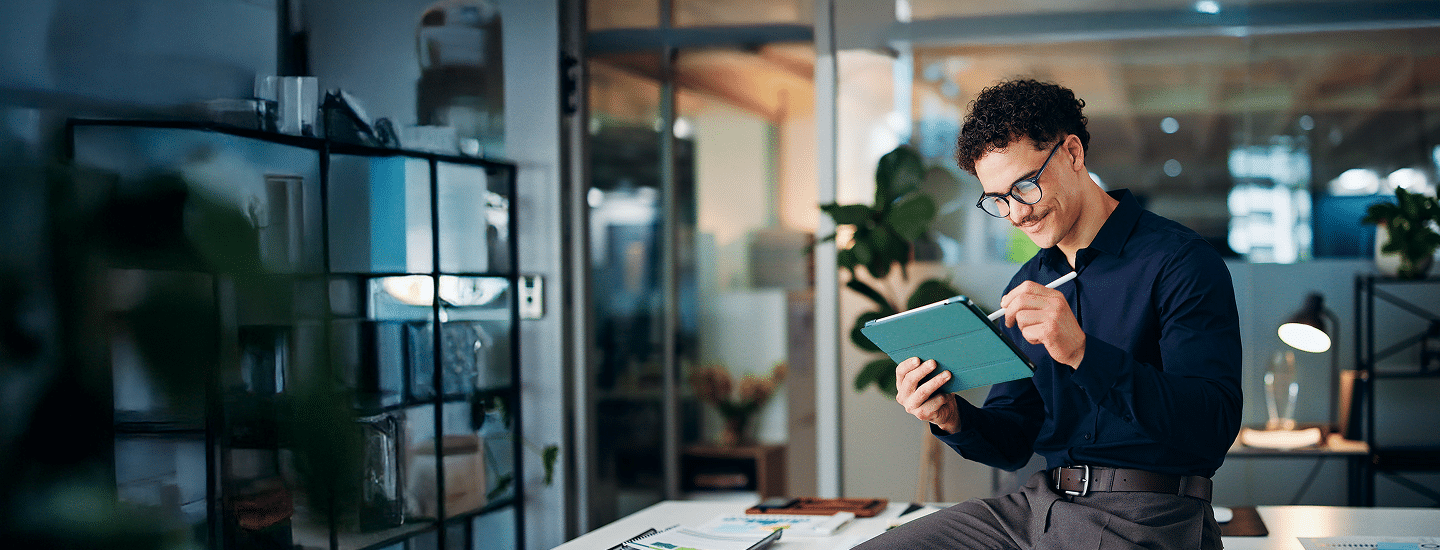 Office professional with tablet