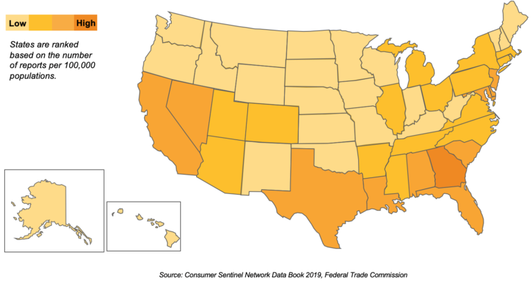 Identity Fraud heat map by State